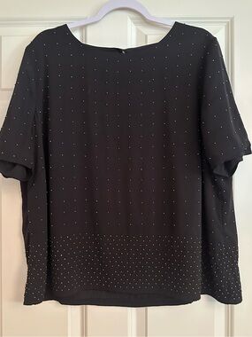 Chico’s Black Label Studded Black Top Size 3 (16/18)